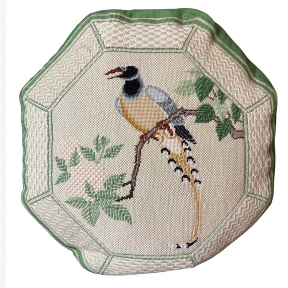 Handmade Other - Vintage needlepoint pillow with exotic bird Handmade Approximately 17” x 17”